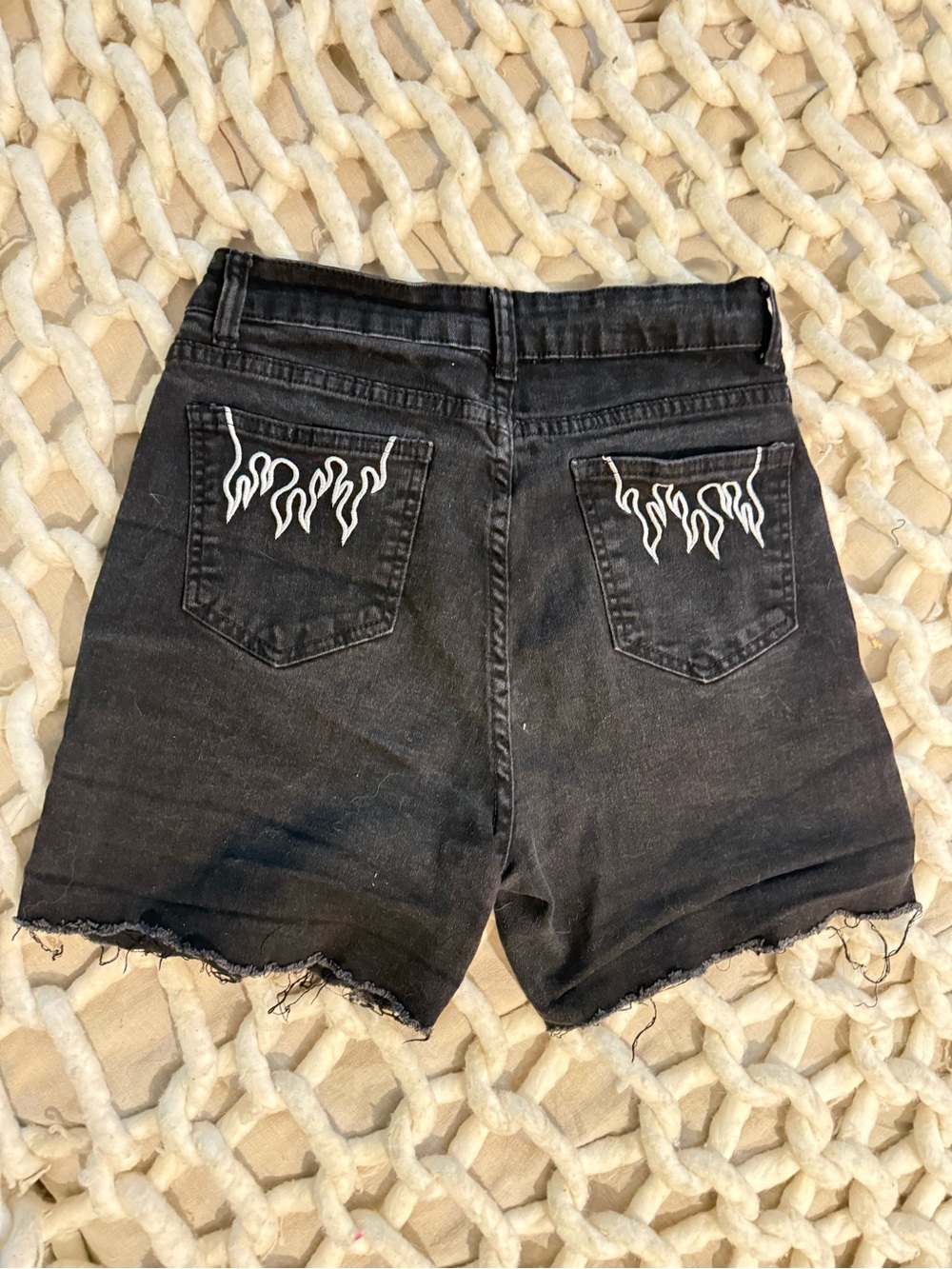 Black flame stitch shorts